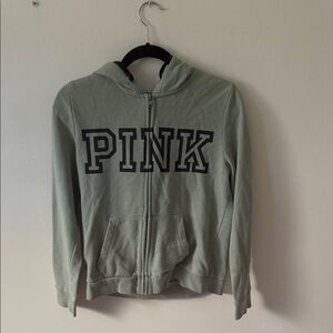 Victoria's Secret Pink Hoodie in Sage with Black Lettering